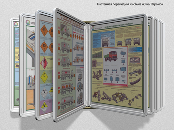 Настенная перекидная система а3 на 10 рамок (белая) - Перекидные системы для плакатов, карманы и рамки - Настенные перекидные системы - магазин "Охрана труда и Техника безопасности"
